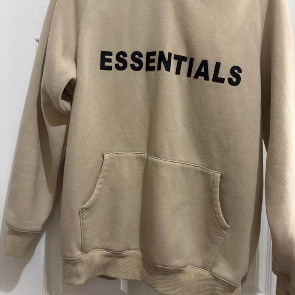 Essentials Men's Cream and Tan Hoodie
